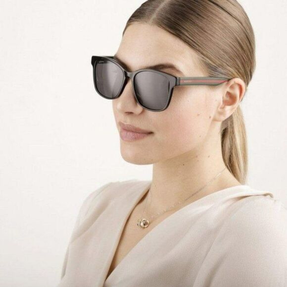 🔥Gucci GG0417SK 001 Sunglasses Black Multicolour Grey Oval Unisex - Picture 1 of 14